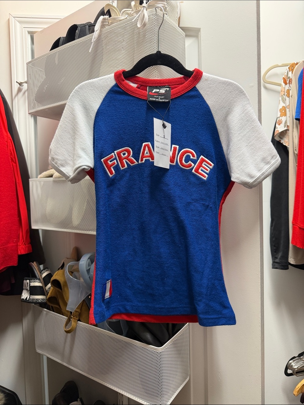 PS Paul Smith Kids' Blue France Raglan Tee with White Sleeves